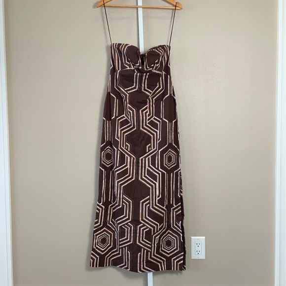 Anthropologie The Soleil Strapless Linen Plunge-Neck Midi Dress - Picture 6 of 16